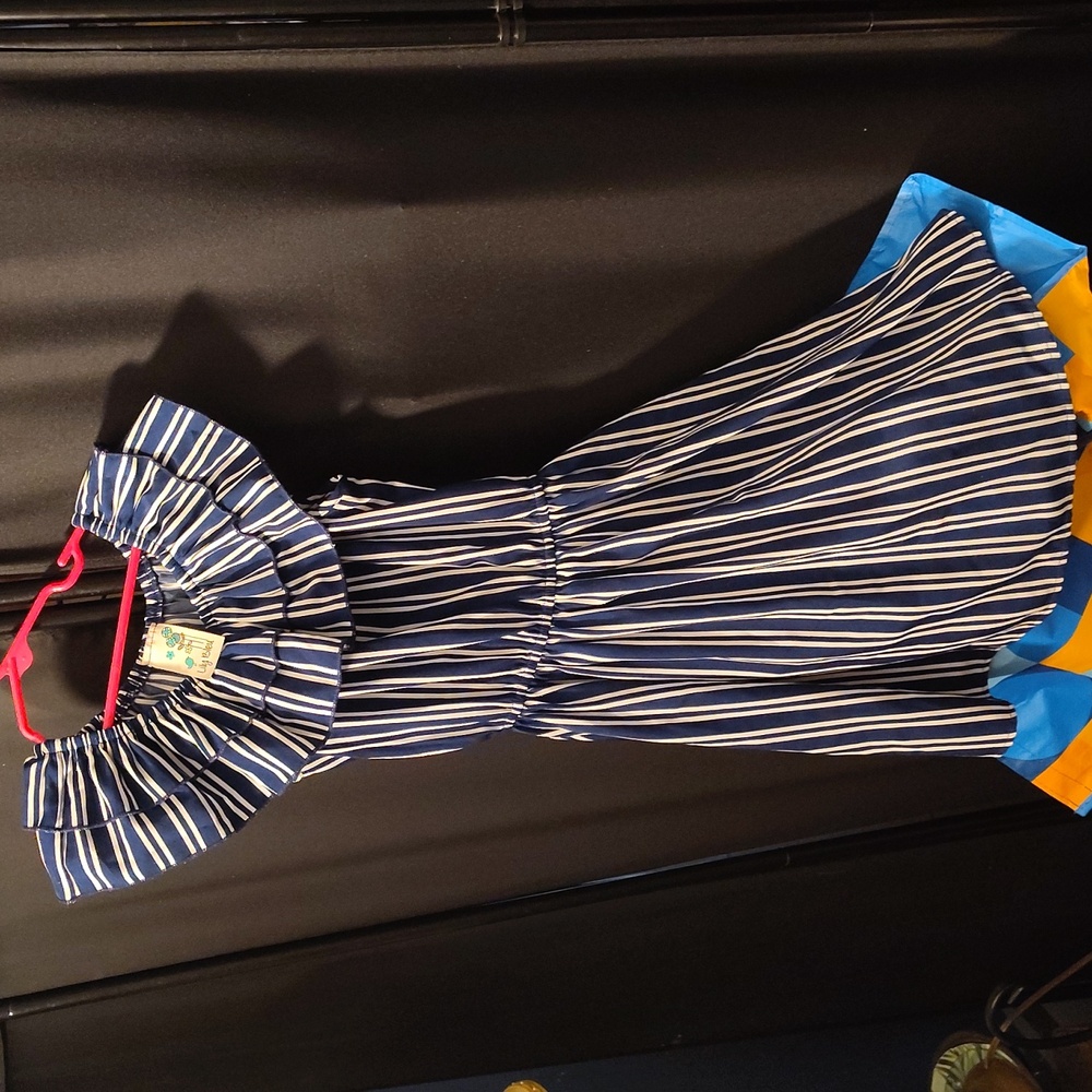 Blue and White Striped Maxi Dress